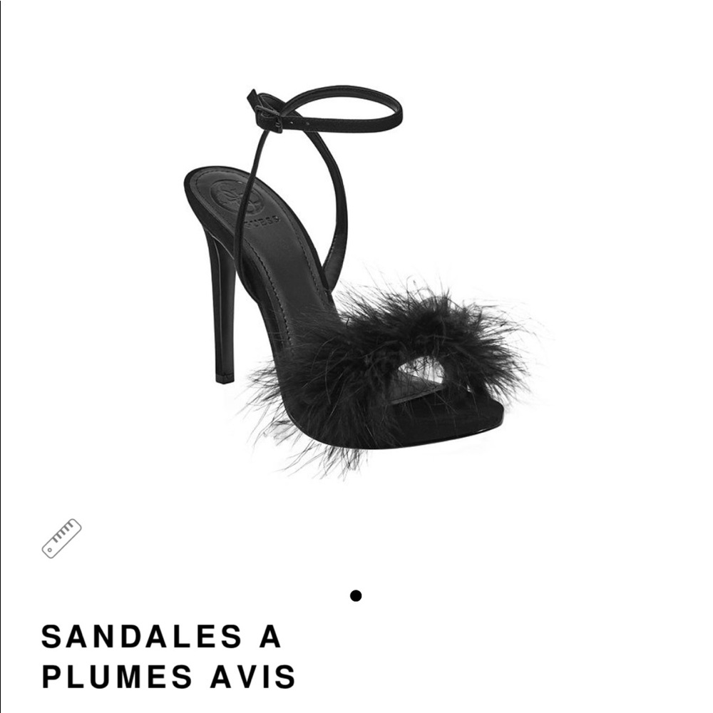 Guess Black W/Feathers Heels 7.5M